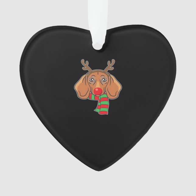 Adorno Funny Christmas Dog Xmas Reindeer Dachshund Holida (Anverso)