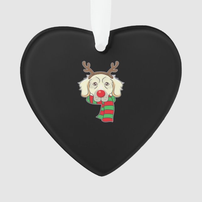 Adorno Funny Christmas Dog Xmas Reindeer Golden Retriever (Anverso)