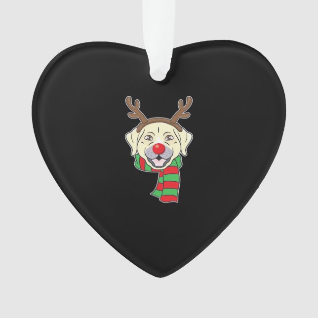 Adorno Funny Christmas Dog Xmas Reindeer Labrador Holiday (Anverso)