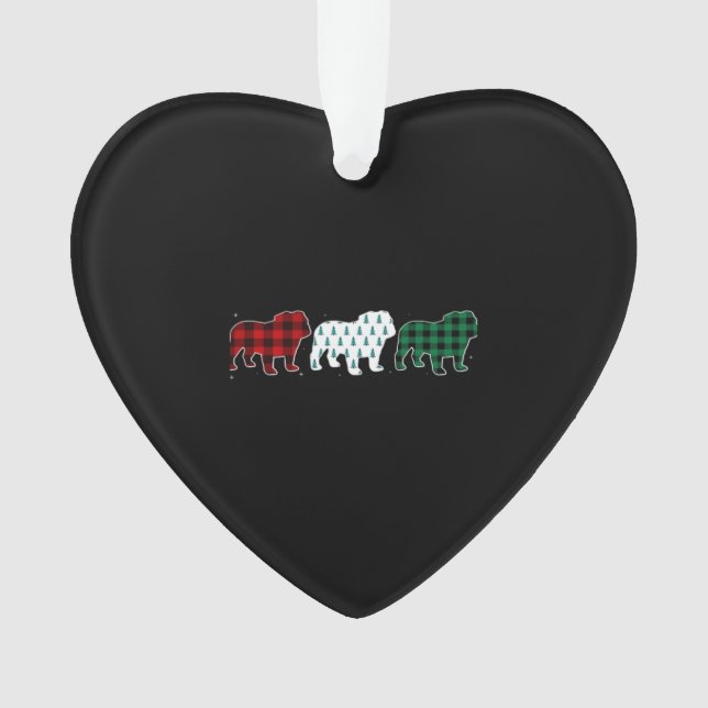 Adorno Funny English Bulldog Red Plaid Christmas Dog Love (Anverso)