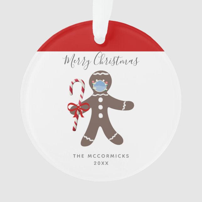 Adorno Funny Face Mask Gingerbread Man Personalizado (Anverso)