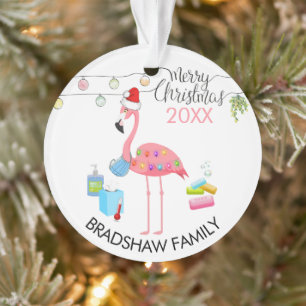 Adorno Funny Flamingo Family 2020 Covid Christmas Tree