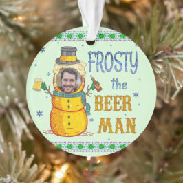 Adorno Funny Frosty Beer Man Humor Personalizado Navidade
