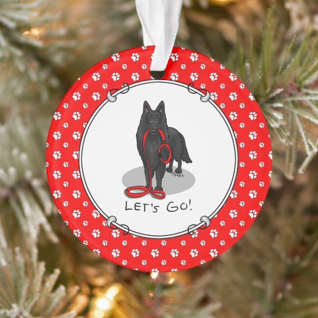 Adorno Funny Let's Go! Walk Belgian Sheepdog (black 1) (Árbol)