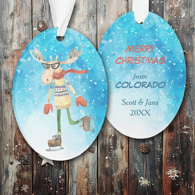 Adorno Funny Moose Ice Skater Colorado (Subido por el creador)
