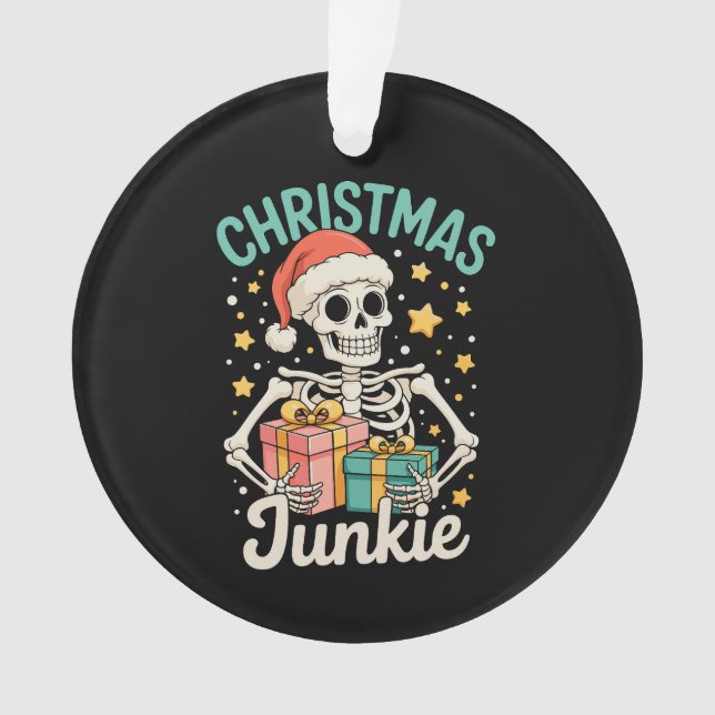Adorno Funny Navidades Junkie Skeleton Holiday Navidad Sa (Anverso)