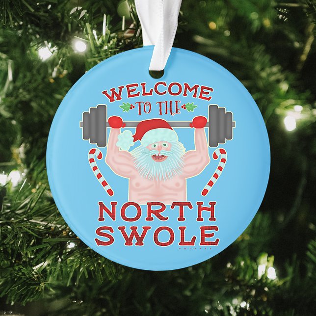 Adorno Funny Navidades Santa Claus Swole Weightlifter (Subido por el creador)