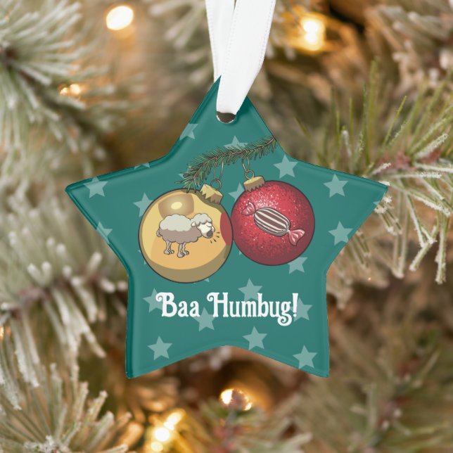 Adorno Funny Sheep Christmas Candy Baa Humbug Cartoon (Árbol)