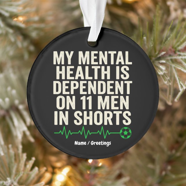 Adorno Funny Soccer Fan Mental Health Heartbeat Graphic  (Árbol)