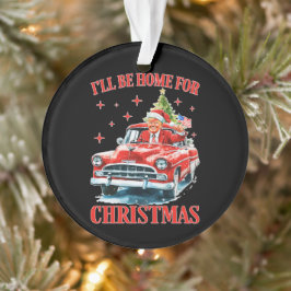 Adorno Funny Trump Santa Hat Estaré en casa para Navidade