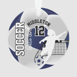 Adorno Fútbol azul oscuro y blanco ⚽ Chica arquero