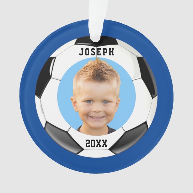 Adorno Futbolista De Fotografía Azul Infantil  (Anverso)