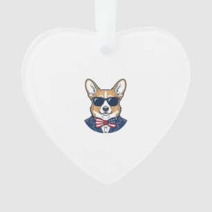 Adorno Gafas de sol Corgi Patrióticas Arte Vector Vintage