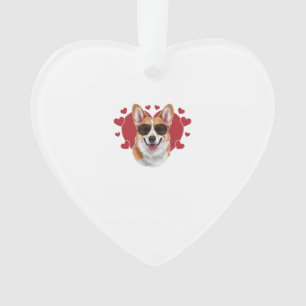 Adorno Gafas de sol geniales de amor de Corgi rodeadas de