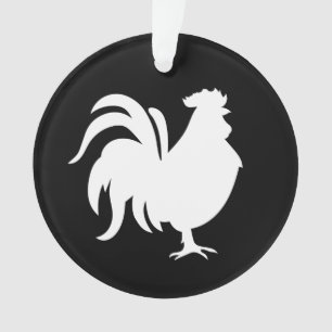 Adorno Gallo de la suerte blanco lindo minimalista
