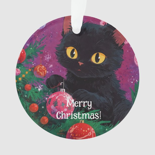Adorno Gatito negro y árbol de Navidad (Anverso)