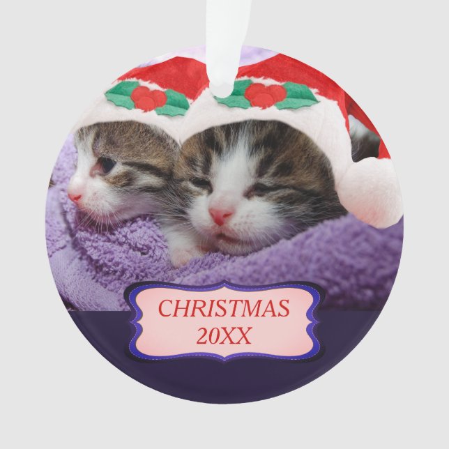 Adorno Gatitos Con Navidades De Sombrero Rojo 20XX (Anverso)