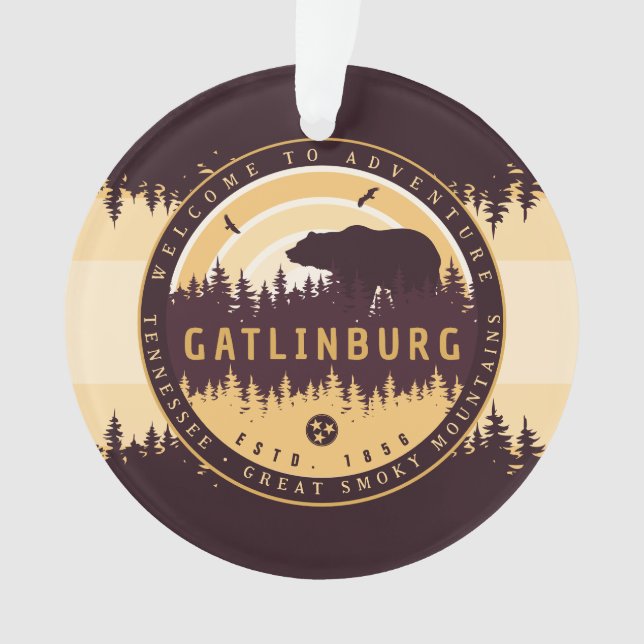Adorno Gatlinburg Tennessee Bear Pine Trees Naturaleza (Anverso)