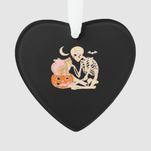 Adorno Gato abrazando esqueleto Halloween amante de los g