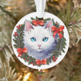 Adorno Gato blanco en Navidades con pintura de color de a