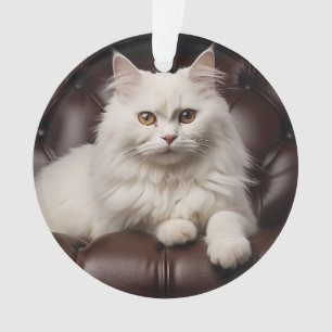 Adorno Gato blanco majestuoso