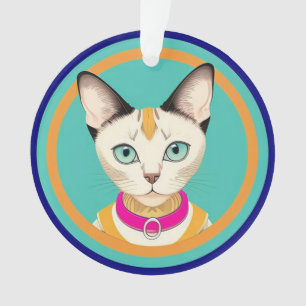 Adorno Gato con ojos llamativos junto a un espejo circula