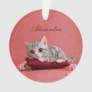 Adorno Gato de enero lindo con claveles