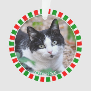 Adorno Gato de esmoquin personalizado foto y marco verde