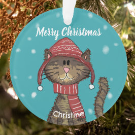 Adorno Gato de Navidades con Personalizado de vacaciones