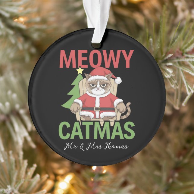 Adorno Gato de Santa Gruñón Ilustración de Vacaciones Div (Árbol)