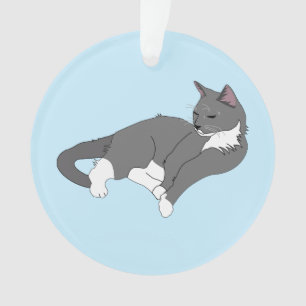 Adorno Gato de Tuxedo Gris y Blanco