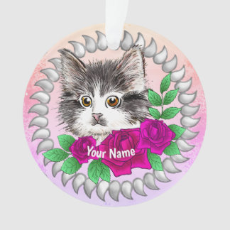 Adorno Gato de Tuxedo Roses Rosados