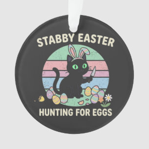 Adorno Gato Divertido Cazando Huevos de Pascua