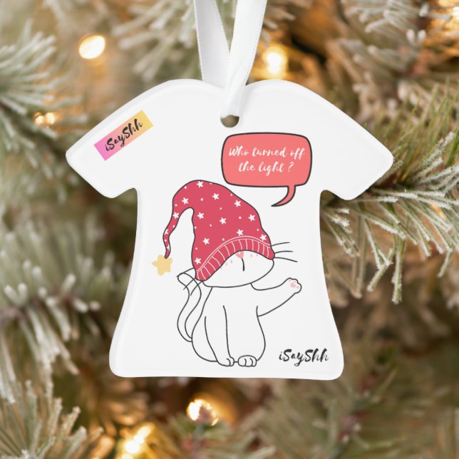 Adorno gato gracioso, ¿quién apagó la luz? (Árbol)