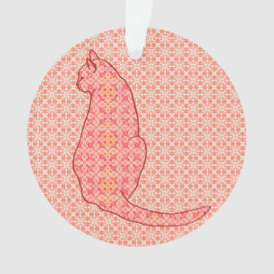 Adorno Gato japonés: Batik Naranja de coral