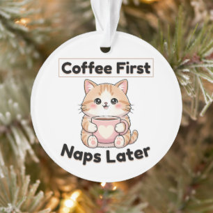 Adorno Gato Kawaii Café Primero Siestas Después Diseño