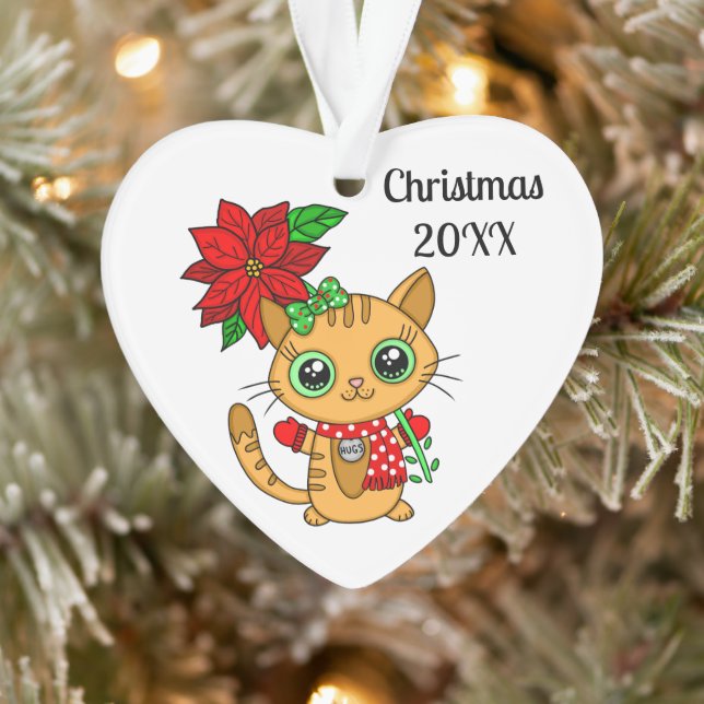 Adorno Gato Naranja personalizado con Navidades de Poinse (Árbol)