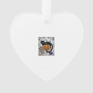Adorno Gato negro de Halloween calabaza lápida caldero Ri