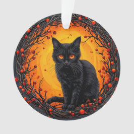 Adorno Gato negro de Halloween con ojos brillantes