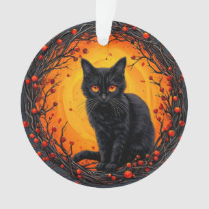 Adorno Gato negro de Halloween con ojos brillantes