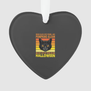 Adorno Gato Negro Gráfico de Calabaza Vintage de Hallowee