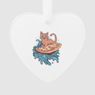 Adorno Gato surfista de pizza � Aventura extrema de gato 