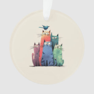 Adorno Gatos Coloridos Apilados – Arte de Gato Caprichoso