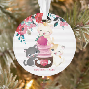 Adorno Gatos de dibujos animados florales caprichosos Cup