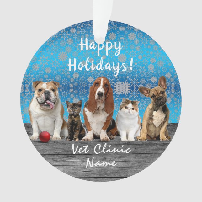 Adorno Gatos y perros cortos Navidades veterinarios (Anverso)