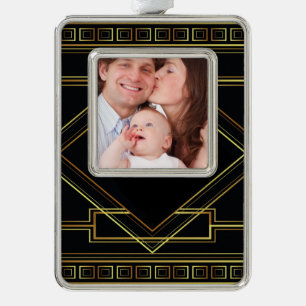 Adorno gatsby patrón geométrico negro y dorado art deco