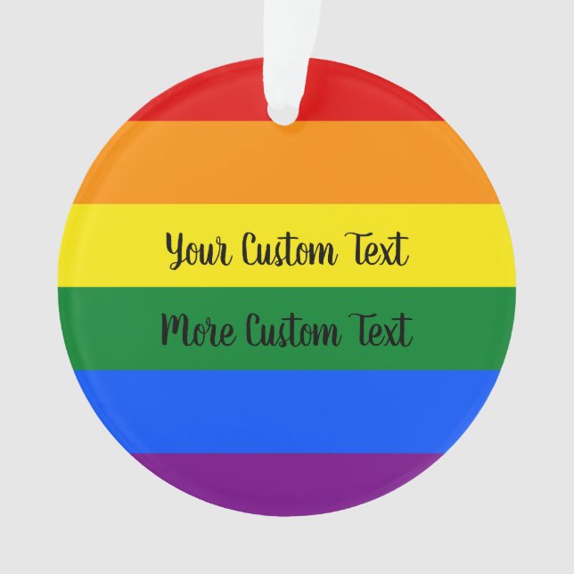 Adorno Gay Pride flag with text Ornament (Anverso)