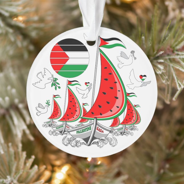 Adorno Gaza: Barcos de la Flotilla de Sumuda por la Liber (Árbol)