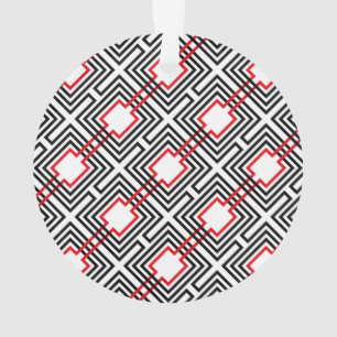 Adorno Geométrico negro rojo y blanco