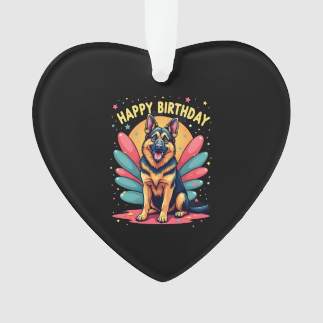 Adorno German Shepherd Dog Happy Birthday Party Shep Clot (Anverso)